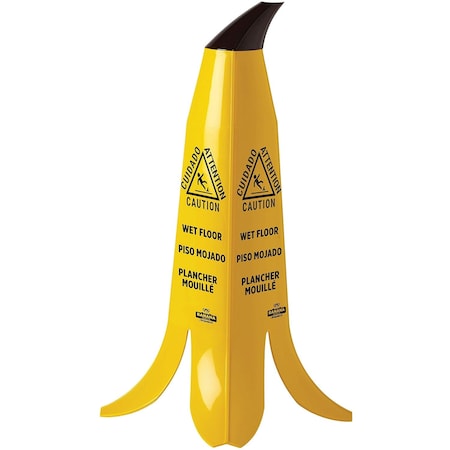 Banana Cone Caution Sign, Wet Floor, Banana Peel Cone, Plastic, 2 ft Height, PK6 CONE24